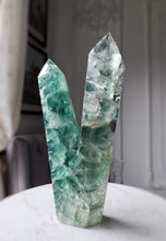 Load image into Gallery viewer, Large Green Fluorite Twin Tower - High Quality 1.37kg #56
