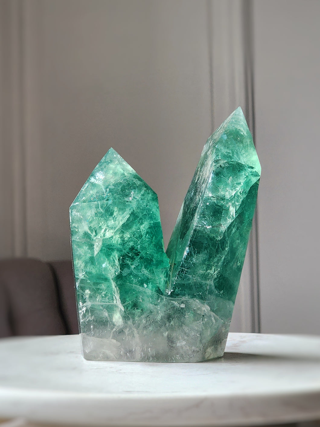 Chunky Green Fluorite Twin Tower - 1.11kg #58