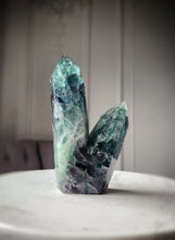 Load image into Gallery viewer, Rainbow / Green Fluorite Twin Tower - 638g #60
