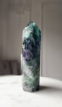 Load image into Gallery viewer, Rainbow / Green Fluorite Twin Tower - 638g #60
