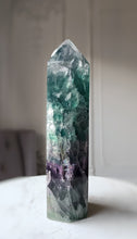 Load image into Gallery viewer, Large Rainbow / Green Fluorite Twin Tower - 1.3kg #62
