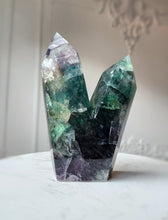 Load image into Gallery viewer, Deep Green Fluorite Twin Tower - 1.07kg #63
