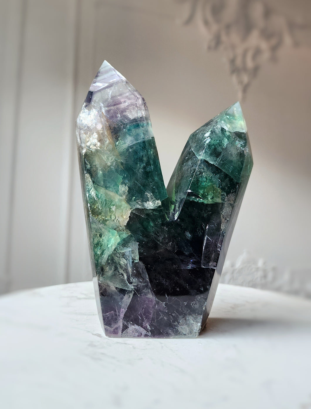 Deep Green Fluorite Twin Tower - 1.07kg #63