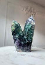 Load image into Gallery viewer, Deep Green Fluorite Twin Tower - 1.07kg #63
