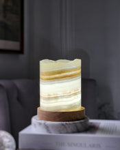 이미지를 갤러리 뷰어에 로드 , Onyx Lamp / Round Pillar with LED Light Base - 702g #90
