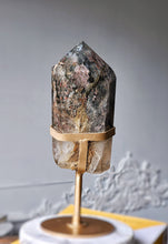 Load image into Gallery viewer, Garden Quartz / Lodolite Tower on Gold Stand - 808g #170
