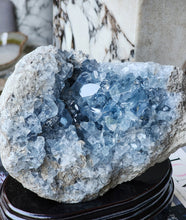 画像をギャラリービューアに読み込む, High Grade Celestite Cluster on Wooden Stand - 2.6kg #48
