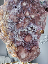 Load image into Gallery viewer, Large Pink Amethyst Slab on Gold Stand - 3.45kg #105
