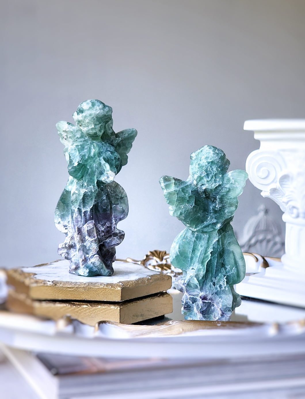 Fluorite Angel Carving - small