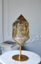 Load image into Gallery viewer, Chunky Smoky Citrine Double Terminated on Gold Stand - 2.03kg #118
