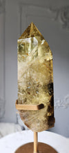 Load image into Gallery viewer, Large Phantom Smoky Citrine Quartz Tower on Gold Stand - 2.6kg #119
