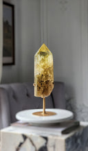 Load image into Gallery viewer, Large Phantom Smoky Citrine Quartz Tower on Gold Stand - 2.6kg #119
