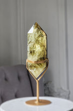 Load image into Gallery viewer, Phantom Smoky Citrine Quartz Double Terminated on Gold Stand - 1.23kg #117
