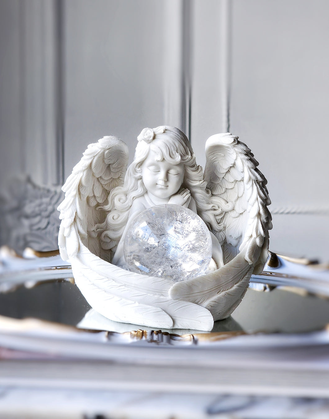 Angel Sphere Holder / Candle Holder - White