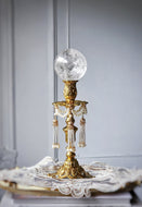 Vintage Retro Brass Sphere Stand / Candle Holder - Golden