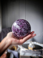 Large Lepidolite Lithia Mica x Aquamarine Sphere - 1.34kg #132