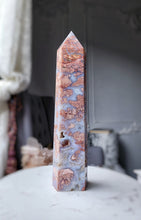 Load image into Gallery viewer, Pink &amp; Blue Flower Agate Tower - Large 1.15kg #64
