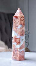 Load image into Gallery viewer, Pink &amp; Blue Flower Agate Tower - 330g #66
