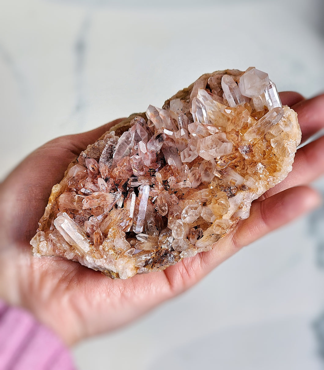 Golden & Red Chrysanthemum Quartz Cluster - small 258g #340