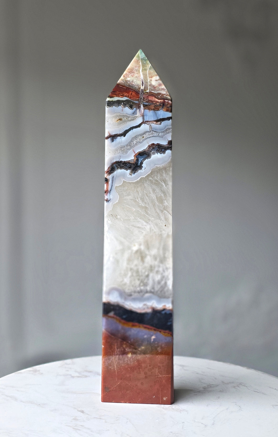 Ocean Jasper x Quartz Tower - 896g #92
