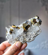 Load image into Gallery viewer, Pyrite in Clear Quartz Cluster - 230g #98

