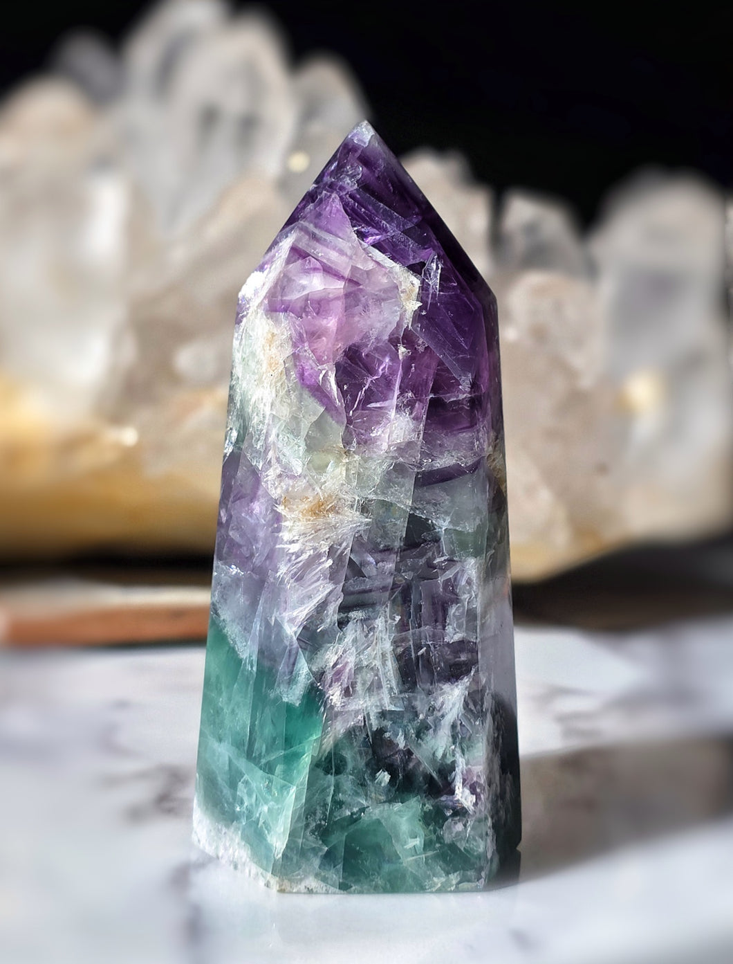 Snowflake Rainbow Fluorite Tower - 700g #118
