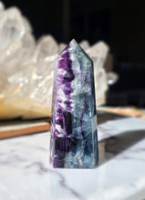 Load image into Gallery viewer, Snowflake Rainbow Fluorite Tower - 555g #119
