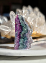 Cargar imagen en el visor de la galería, Rainbow Fluorite Tower - Half Raw Half Polished - 367g #281
