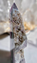 Cargar imagen en el visor de la galería, Rainbow Fluorite Tower - Half Raw Half Polished - 367g #281
