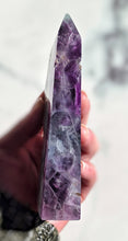Cargar imagen en el visor de la galería, Rainbow Fluorite Tower - Half Raw Half Polished - 367g #281
