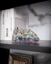 Cargar imagen en el visor de la galería, Rainbow Fluorite Tower - Half Raw Half Polished - 367g #281
