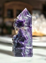 Cargar imagen en el visor de la galería, Rainbow Fluorite Tower - Half Raw Half Polished - 889g #288
