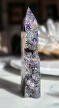 Cargar imagen en el visor de la galería, Rainbow Fluorite Tower - Half Raw Half Polished - 889g #288
