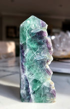 이미지를 갤러리 뷰어에 로드 , Large Rainbow Fluorite Tower - Half Raw Half Polished - 1.1kg #285
