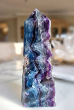 將圖片載入圖庫檢視器 Large Rainbow Fluorite Tower - Half Raw Half Polished - 1.47kg #288
