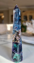 將圖片載入圖庫檢視器 Large Rainbow Fluorite Tower - Half Raw Half Polished - 1.47kg #288
