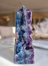 將圖片載入圖庫檢視器 Large Rainbow Fluorite Tower - Half Raw Half Polished - 1.47kg #288
