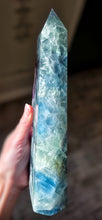 Load image into Gallery viewer, Large Rainbow Fluorite Tower - Half Raw Half Polished - 1.14kg #290
