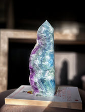Load image into Gallery viewer, Large Rainbow Fluorite Tower - Half Raw Half Polished - 1.14kg #290
