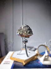 Load image into Gallery viewer, Pyrite x Fluorite Quartz on Silver Rotate Stand - 690g #133
