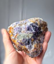 Load image into Gallery viewer, Pyrite x Fluorite Quartz on Silver Rotate Stand - 690g #133
