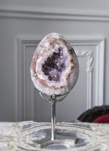 Load image into Gallery viewer, Pink Amethyst Geode Egg on Silver Stand - 1.24kg #1
