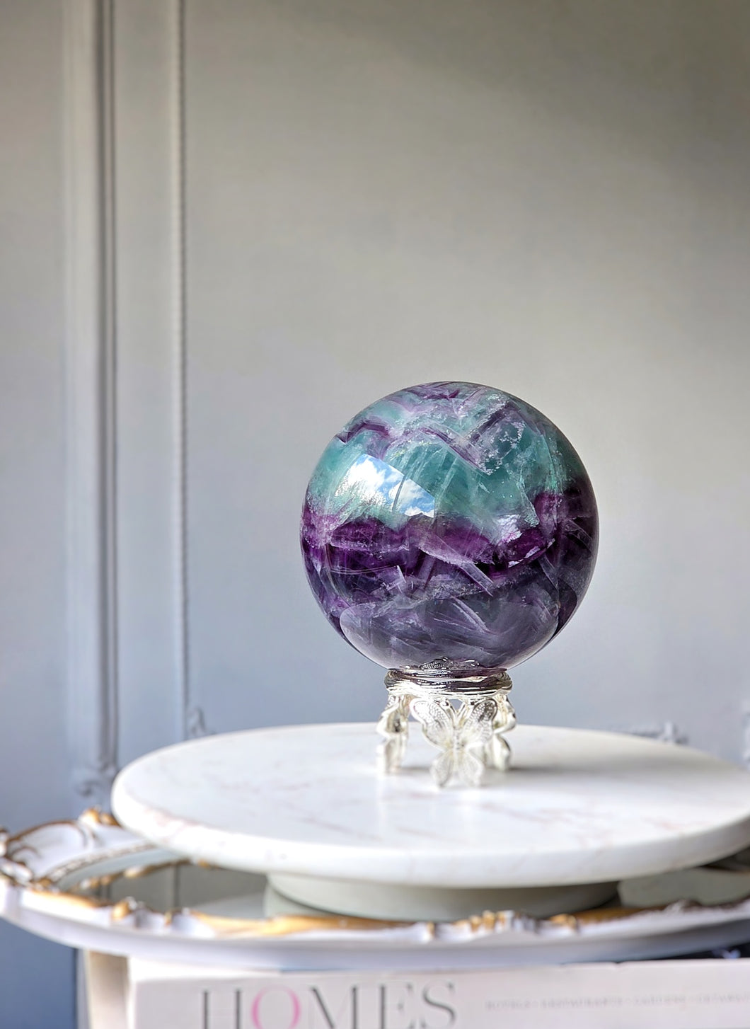 Large Rainbow Fluorite Sphere - 2.43kg #313