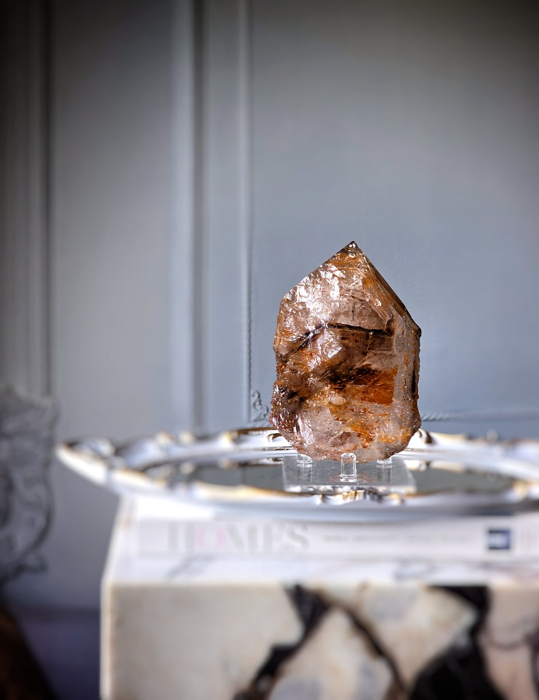 Elestial Smoky Skeleton / Skeletal Quartz on Stand - 1.09kg #101