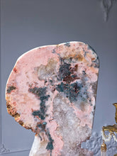 Load image into Gallery viewer, Pink Amethyst x Green Jasper Slab on Black Stand - 1.85kg #17
