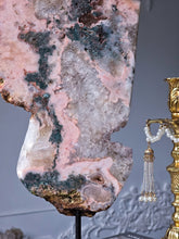Load image into Gallery viewer, Pink Amethyst x Green Jasper Slab on Black Stand - 1.85kg #17
