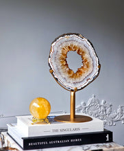 Load image into Gallery viewer, Citrine Quartz Portal / Ring on Gold Stand - 1.98kg #533

