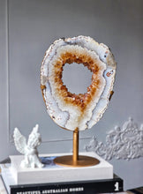 이미지를 갤러리 뷰어에 로드 , Large Citrine Quartz Portal / Ring on Gold Stand - 2.87kg #535

