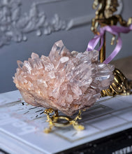 Load image into Gallery viewer, High Grade Peach Himalayan Quartz Cluster on Gold Stand - 747g #579
