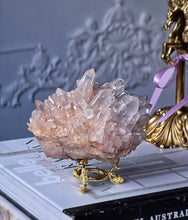 Load image into Gallery viewer, High Grade Peach Himalayan Quartz Cluster on Gold Stand - 747g #579
